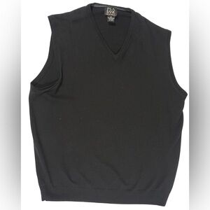 Jos. A. Bank V-Neck Black Sweater Vest 100% merino wool